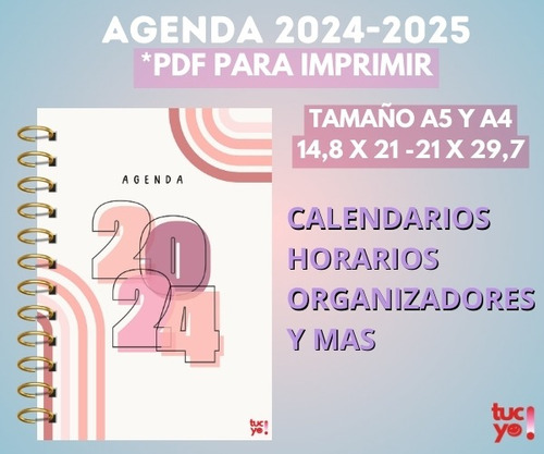 Agenda Docente 2024 + Agenda Apoyo Color - Pdf Para Imprimir