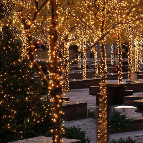 Solar Serie Luces Navidad Árbol Navideña Fiesta Patio 10m Luces Cálido