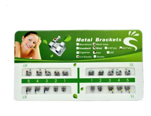 Brackets Metalicos Mesh Base 3-4-5 Hook Ortodoncia X5