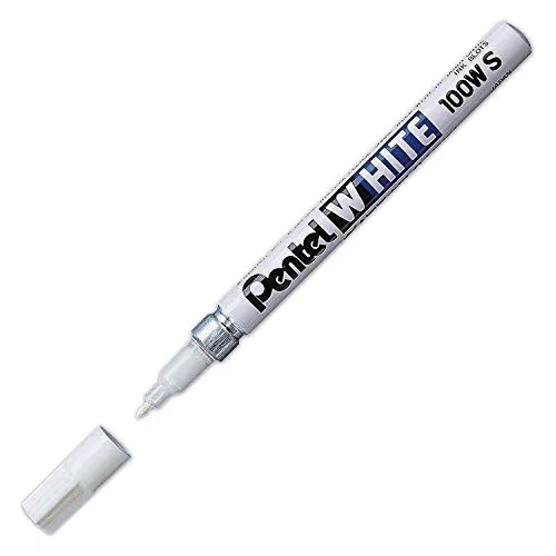 Pentel Rotulador Permanente, Blanco, Punta Fina, 1 Paquete (