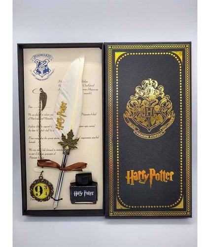 Pluma Blanca Harry Potter Con Tinta Y Colgante