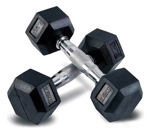 Mancuernas Hexagonal 2,5 Kg Pesas Dumbbells Par Gym Crossfit