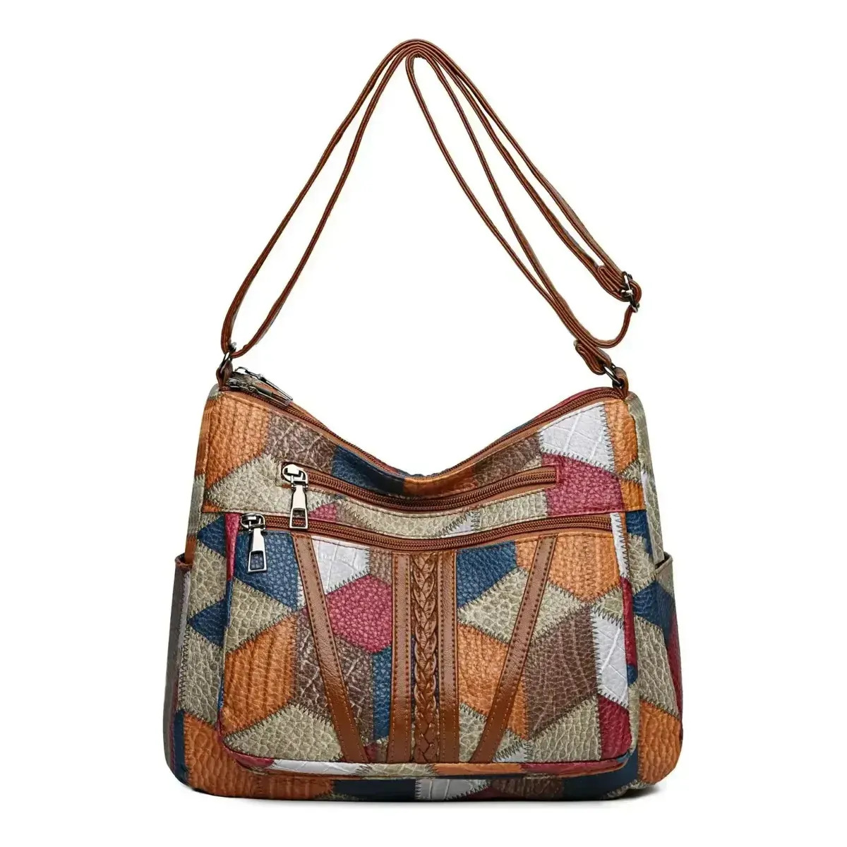 Bolsa De Ombro Feminina Bolsa Transversal Bolsa Grande Couro Marrom