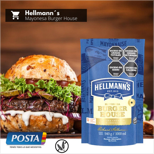 Mayonesa Hellmans Cremosa Burger House Sin Tacc 940g