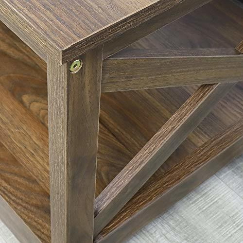 Farmhouse Moderna Mesa De Café De Madera Con Estante De 2 Ni
