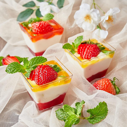 Mini Tazas Reposteria Postre Con Cucharas 100pzs Color Transparente