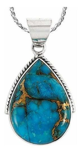 Collar - Turquoise Necklace Pendant 925 Sterling Silver Genu