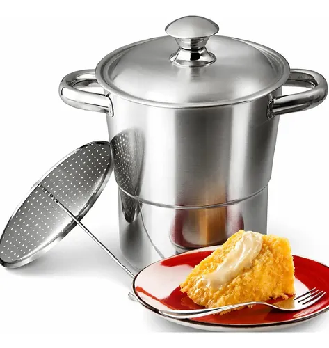 PANELA CUSCUZEIRA INOX 16CM 2,5L FOGãO INDUçãO GáS AçO INOXIDáVEL COZEDOR A VAPOR PARA CUSCUZ NORDESTINO COMPATíVEL COOKTOP ELéTRICO VITROCERâMICO FUNDO TRIPLO UTENSíLIO COZINHA TOPHUS PRATEADO