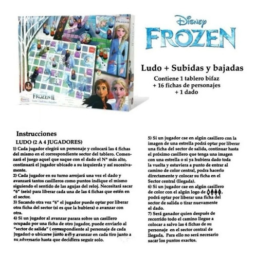 Imagen 5 de 5 de Ludo + Juego De Recorrido 2 En 1 Frozen Disney Store