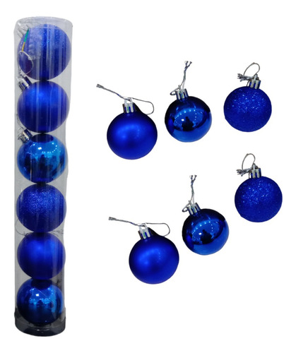 Adornos Bolas Navideñas N5 X6 En Tubo Varios Colores