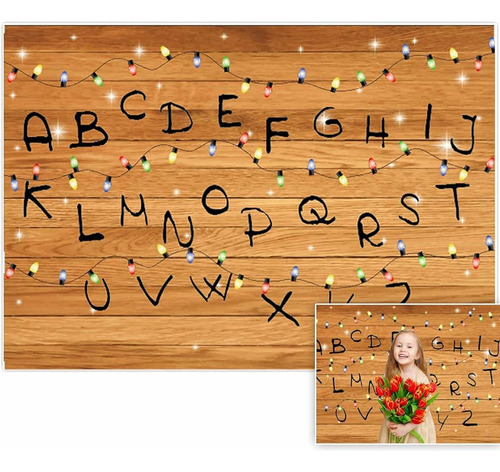 Allenjoy 7x5ft Stranger Backdrop Alphabet Wood Colourful Str
