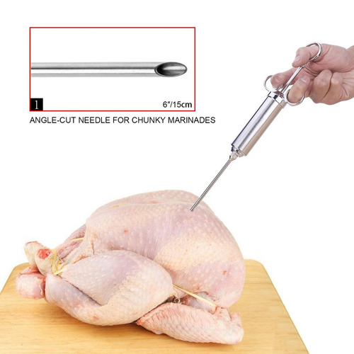 Imagen 6 de 8 de Jeringa De Acero Con 6 Agujas Y Accesorios De Cocina Para Carne Pollo Pernil