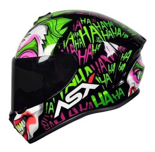 Capacete Asx Draken Joker Brilho Preto/verde/roxo