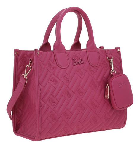 Bolsa Satchel Barbie Gorett Fernanda Br24074-p Color Rosa Correa De Hombro Rosa Diseño De La Tela Monograma