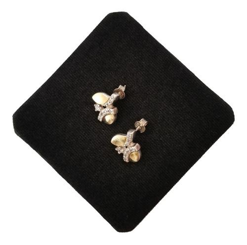 Aretes Para Mujer Circonita Lámina Oro 18k Joya En Plata