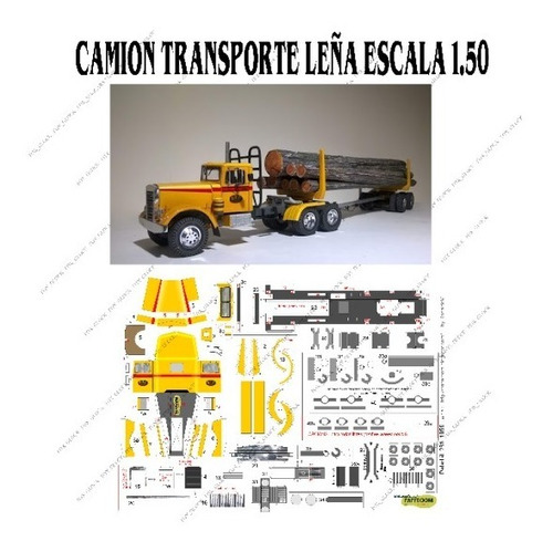 Camion Transpoorte Leña Papercraft Escala 1.50