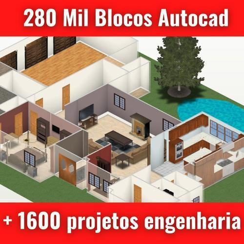 Kit Com 280 Mil Blocos De Autocad + 1000 Projetos Bônus