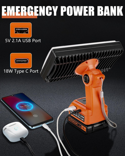 Luz De 20 V Black Decker 20 V Batería De Iones De Liti...