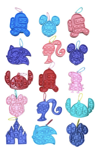 Mini Pop It Pack X10 Silicona Popit Colgante Nacional