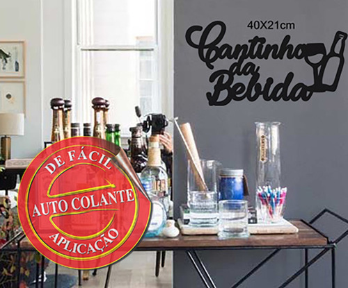 Imagem 1 de 3 de Painel Decorativo Cantinho Da Bebida P Barzinho Mdf Preto