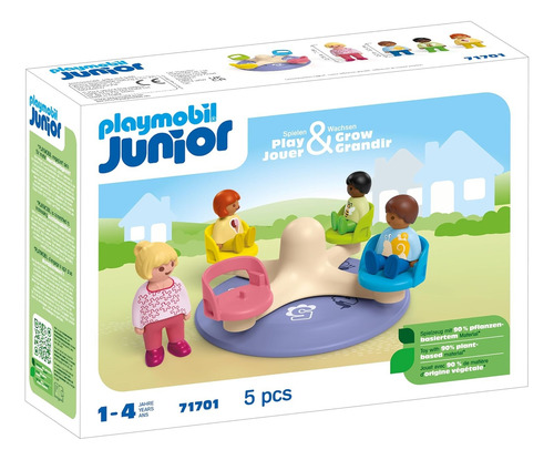 Playmobil Junior 1.2.3 Calesita Giratoria +4 Figuras 71701 Calesita