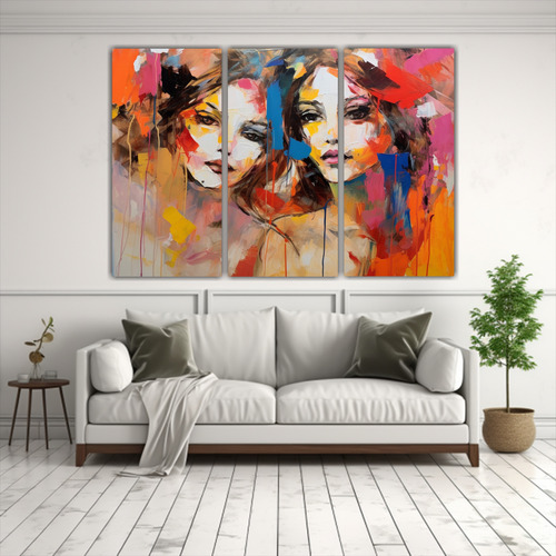 60x40cm Pinturas Abstractas Vitalidad Mujeres Felices Flores