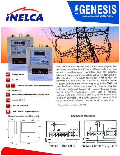 Imagen 2 de 3 de Medidor Monofasico 120v Calibrado Contador Genesis Iaf Emm12