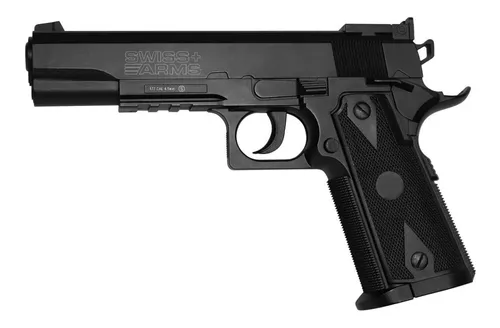 Pistola Co2 Swiss Arms Colt 1911 + 1500 Balines + 3 Garrafas