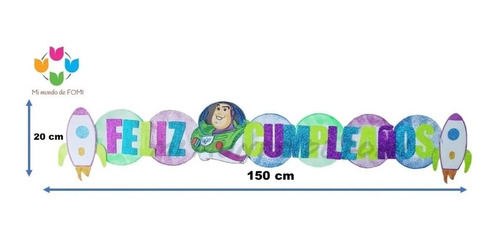 Letrero Feliz Cumpleaños. Toy Story/ Buzz Lightyear/ Woody  