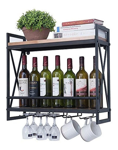 Soporte De Vino Para Muebles Industriales, 24.0 In.