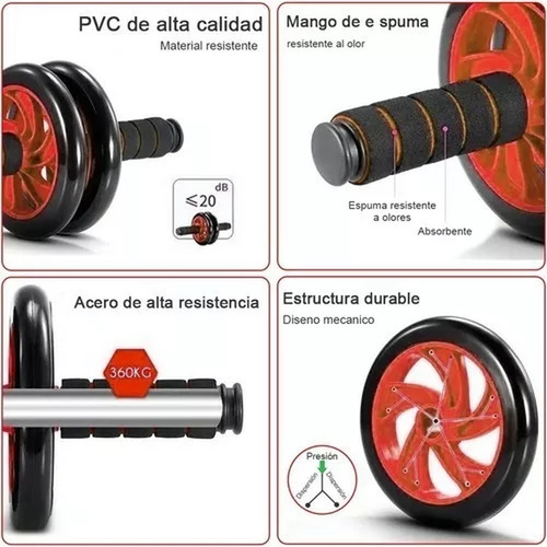 Kit Rodillo Abdominal Barras Push-up Cuerda Ejercitador Mano