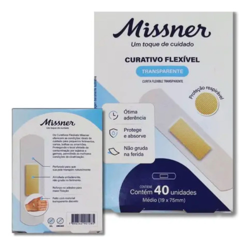 Kit 6 Curativo Flexível Transparente 40un - Missner
