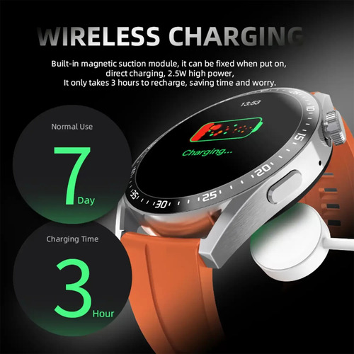 Smartwatch Hw3 Pro Plateado Con Faja Negra De Goma , Nuevos