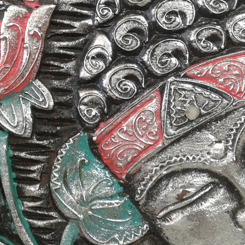 Imagen 2 de 2 de Cuadro Buda Tallado A Mano Pintado Plateado 20x40cm