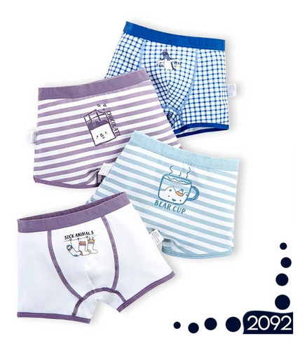 Pack 4 Calzoncillo Boxer Niño Diseños Surtidos Moda Tornasol