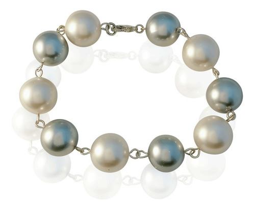 Pulsera De Oro 18k Laminado Con Perlas Blancas Y Azules #365 Diámetro 22 cm Largo 20 cm