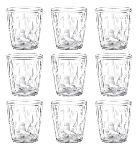 Paquete 9 Vasos Agua Plastico 10 Onzas Vasos Transparentes I