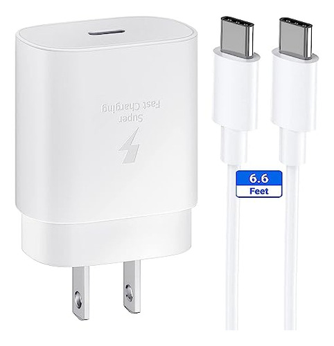 Samsung - Cargador Rápido De 25 W, Usb C, Cable De Carga Súp