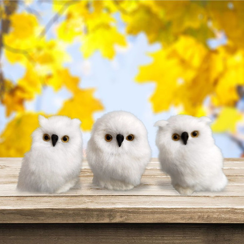 Para Decoración Navideña Con Búho De Plástico Blanco, 3