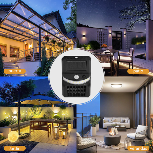 Lámpara Solar Led Potente Exterior Con Sensor De Movimiento Negro