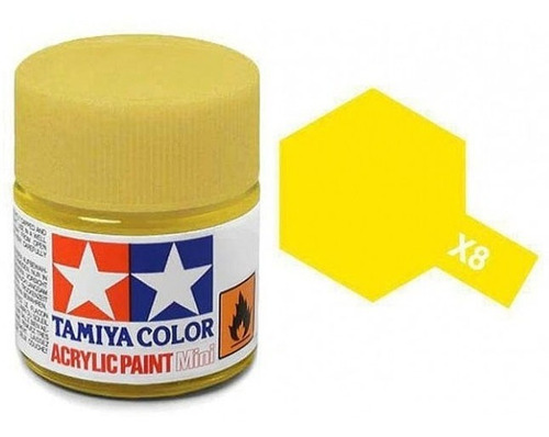 Tinta Acrílica Mini X-8 Amarelo Limão (10 Ml) - Tamiya 81508