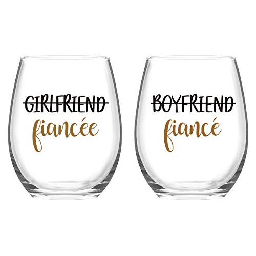 Boyfriend And Girlfriend Wine Glass, Fiance And Fiancee...