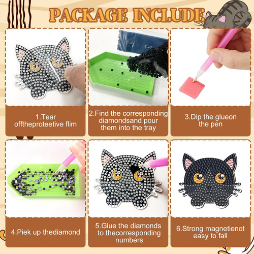 Kit De 30 Imanes De Diamantes Para Nevera Con Diseño De Gato