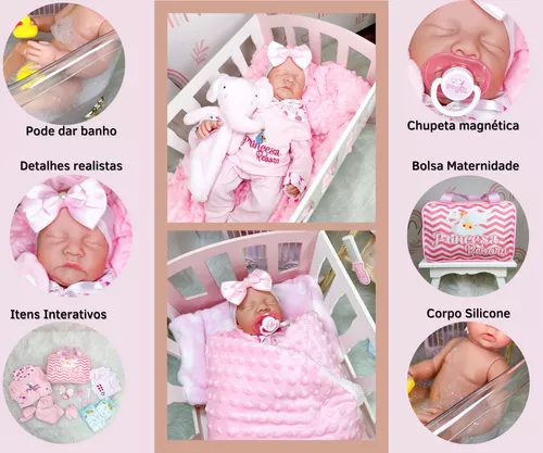 Boneca Bebê Reborn Real 22 Itens Bolsa Maternidade Promoção
