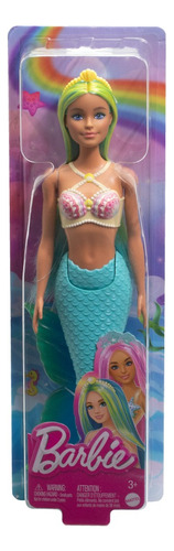 Barbie Fantasía Muñeca Sirena Cabello Verde Y Azul