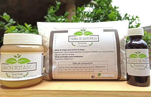 Kit 1 Jabón Potásico - Tierra De Diatomeas - Aceite De Neem