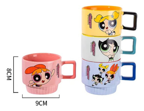 Taza Cerámica Chicas Superpoderosas Apilables Cute Kawaii X1 Uni Chicas Súper Poderosas