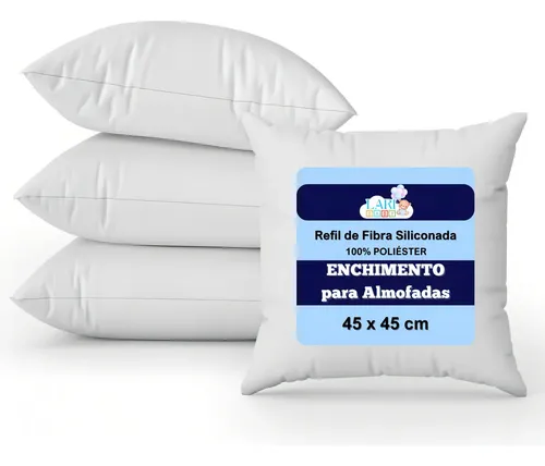Kit 4 Enchimento Almofada 45x45cm Fibra Siliconada Antialérgico Branco