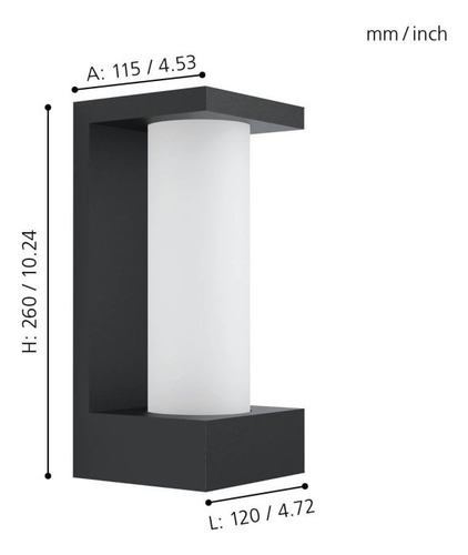Lámpara Apliqué Cividino Acero 6w Ip44 Led Incluida Cod98744