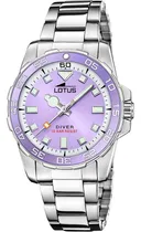 Comprar Reloj Mujer Lotus Color Morado Acero Inoxidable Correa Plateado Bisel Violeta Fondo Violeta